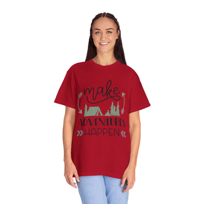 Make Adventures Happen Trendy Tee Enjoyment Mountain Hut Belays Ropes Fun Activities Unisex Heavy Cotton T-Shirt