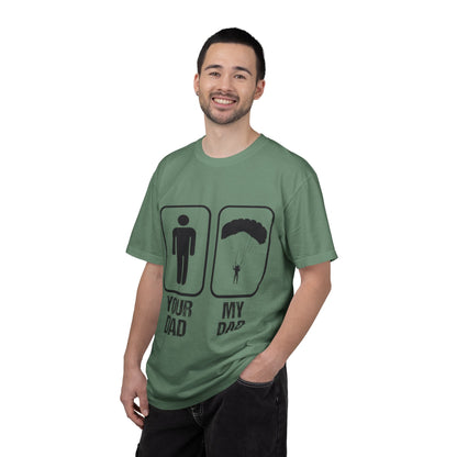 Proud Son Your Dad My Dad Thrill-Seeker Father Parenting Journey Ideal Skydiving Unisex Heavy Cotton T-Shirt