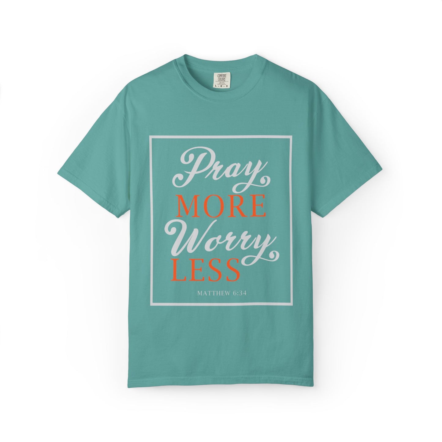 Pray More Worry Less Heavenly Feather White God’s Creation Eternity Tee Purest Being Cross Symbol Unisex Heavy Cotton T-Shirt