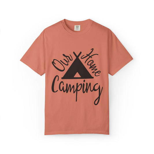 Our Home Camping Freedom Fighter Adventure Lovers Tee Nature Exploration Bonfire Travel Van Unisex Heavy Cotton T-Shirt