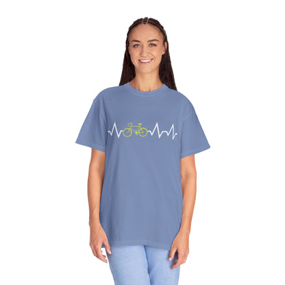Funny Cycle Heart Beat Cycle Enthusiasm Pedal power Sarcastic Two Wheeled Adventures Unisex Heavy Cotton T-Shirt