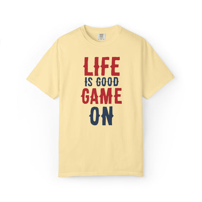 Life Is Good Game On Baseball Player Grand Slam Performers Tee Infield Magicians Batting Champions Unisex Heavy Cotton T-Shirt