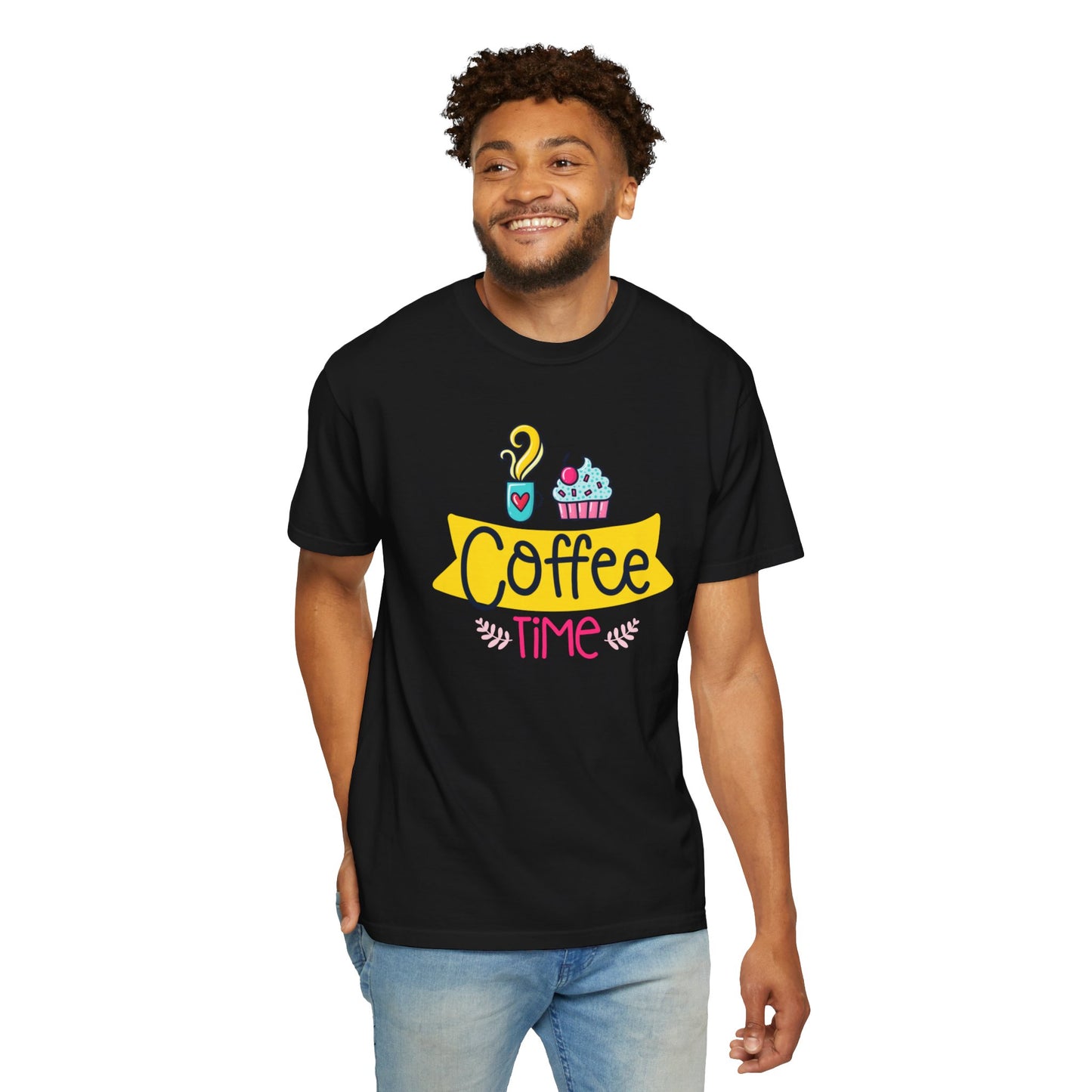 Funny Coffee Time Beans Latte Lovers Tee Black Brew Addicted Barista Freak Unisex Heavy Cotton T-Shirt