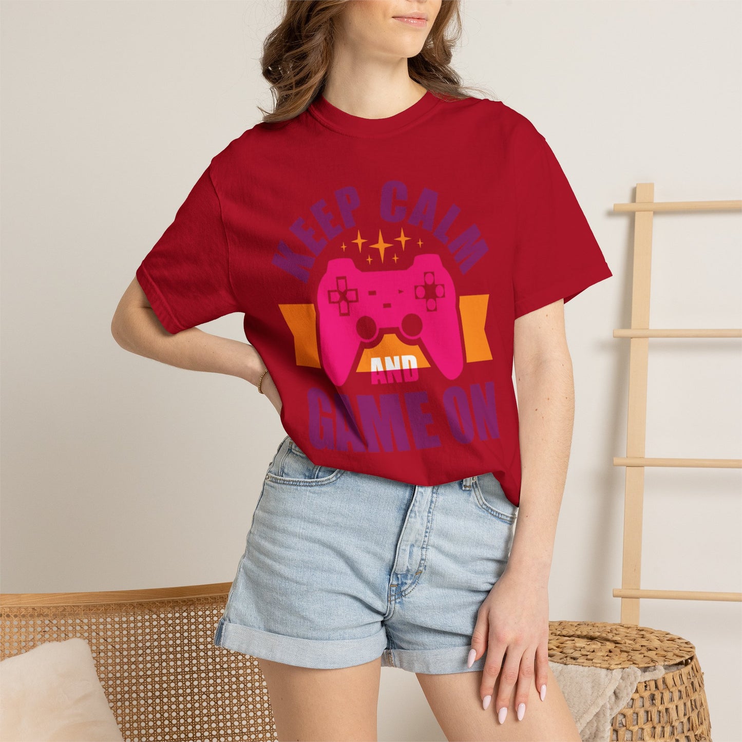 Inspirational Keep Calm And Game On Pro Gamer Skills Gaming Mindset Gaming Community Gaming Console Unisex Heavy Cotton T-Shirt