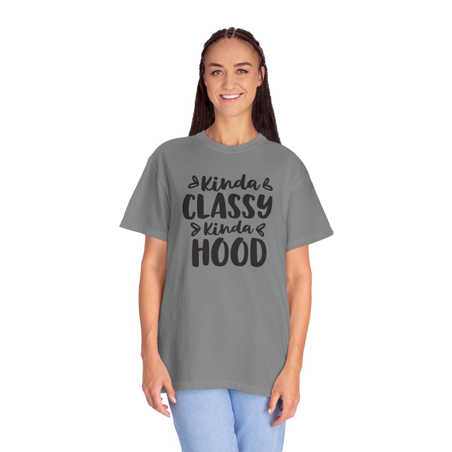 Kinda Classy Kinda Hood Street Style Tee High-Low Fashion Versatile Style Classy Attitude Unisex Heavy Cotton T-Shirt