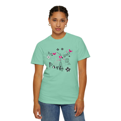 Paris Love Honeymoon Spots Candlelit Dinners Couples’ Tee Retreats Paris Fashion Unisex Heavy Cotton T-Shirt