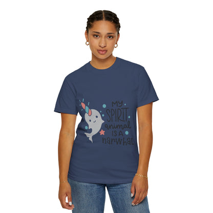 My Spirit Animal Is a Narwhal Unicorn Of The Sea Tusk Tee Inuit Culture Migration Unisex Heavy Cotton T-Shirt