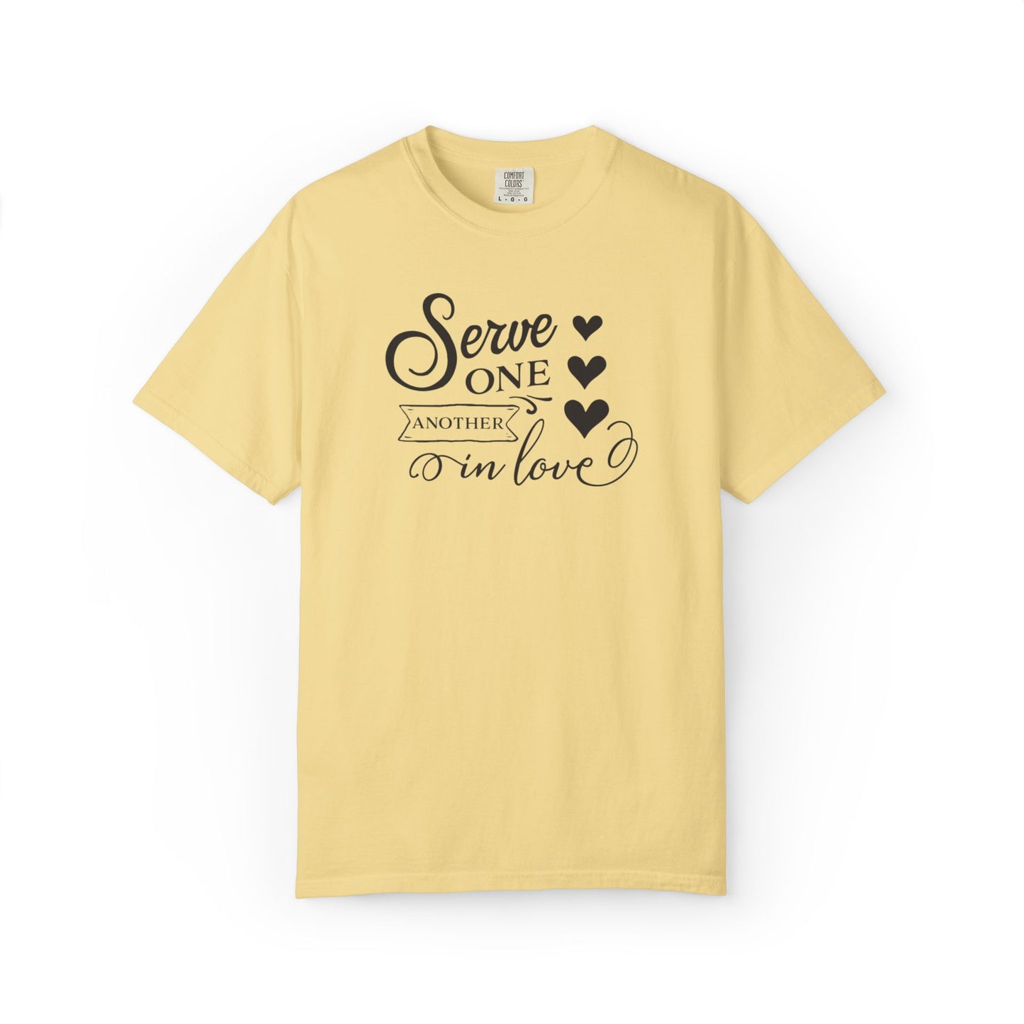 Serve One Another In Love Emotional Bond Affection Lovers Tee Romantic Relationship Forever Support Unisex Heavy Cotton T-Shirt