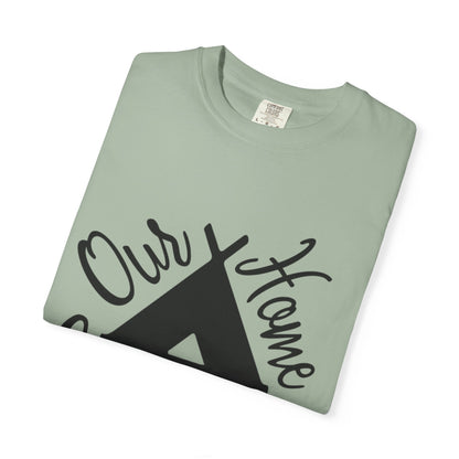 Our Home Camping Freedom Fighter Adventure Lovers Tee Nature Exploration Bonfire Travel Van Unisex Heavy Cotton T-Shirt