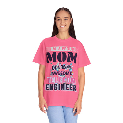 Proud Mom Telecom Engineer Mobile Technology Signal Processing Digital Communication Radio Frequencies Unisex Heavy Cotton T-Shirt