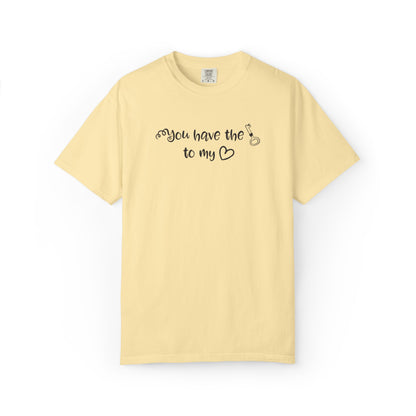 You Have The Key To My Heart Emotional Bond Affection Lovers Tee Romantic Relationship Forever Support Way Heavy Cotton T-Shirt