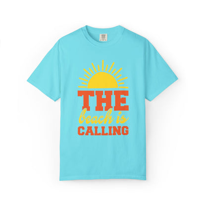 Enjoyable The Beach Is Calling Beach Life Sun Sand Sea Sun Kissed Sea Breeze Beach Sun Glasses Palm Trees Unisex Heavy Cotton T-Shirt