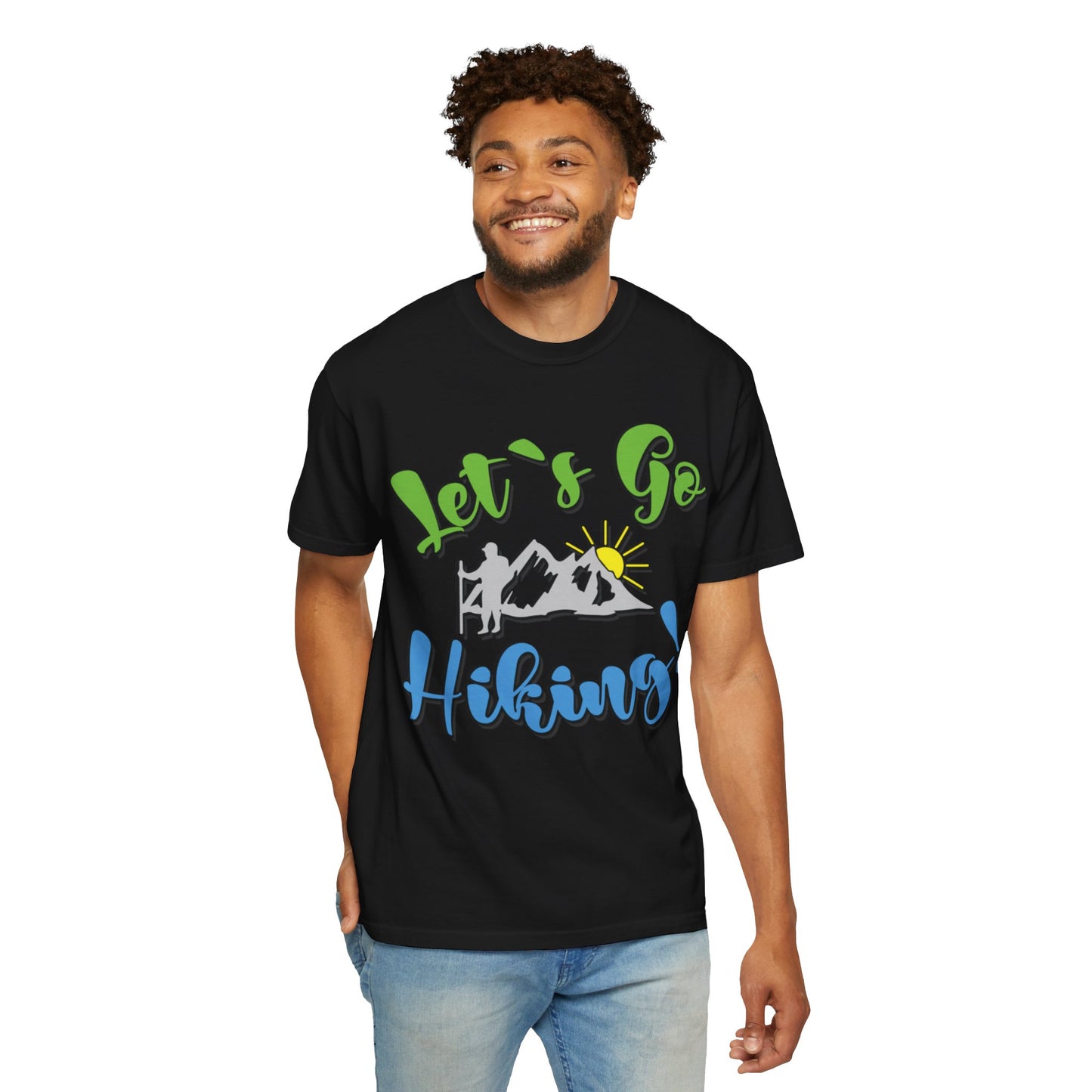 Let’s Go Hiking! Trendy Tee Adventure Mountain Hut Fun Activities Unisex Heavy Cotton T-Shirt