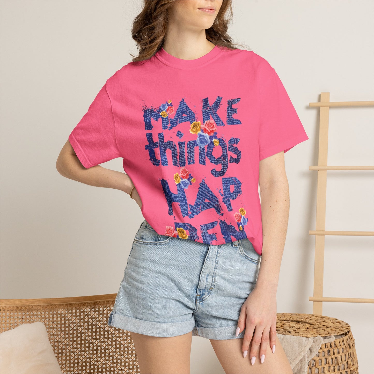 Make Things Happen Positivity Optimism Trendy Tee Mindset Gratitude Empathy Support Courage Unisex Heavy Cotton T-Shirt