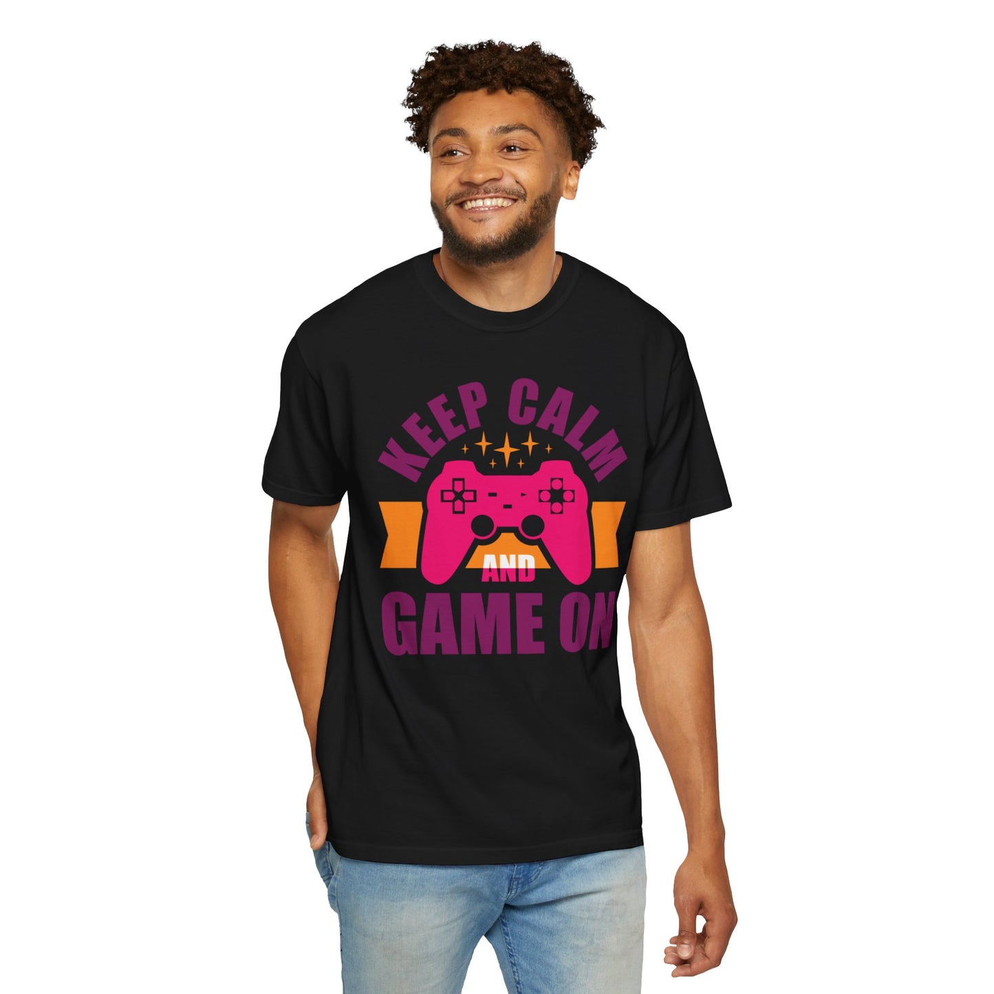 Inspirational Keep Calm And Game On Pro Gamer Skills Gaming Mindset Gaming Community Gaming Console Unisex Heavy Cotton T-Shirt