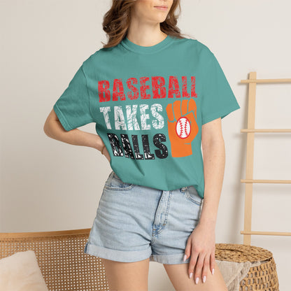 Baseball Takes Ball Defensive Prowess Tee Fielding Excellence Outfield Expertise Unisex Heavy Cotton T-Shirt