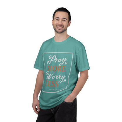 Pray More Worry Less Heavenly Feather White God’s Creation Eternity Tee Purest Being Cross Symbol Unisex Heavy Cotton T-Shirt