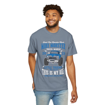 Funny Mini Monster Truck Manic Speed Truck Power Sarcastic Extreme Adventure Four-Wheel Drive Unisex Heavy Cotton T-Shirt