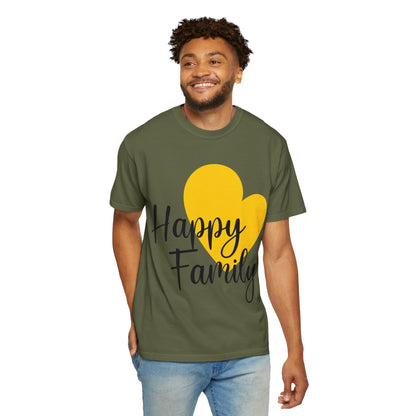 Happy Family Peaceful Paradise Tee Cherished Space Heartfelt Haven Unisex Heavy Cotton T-Shirt