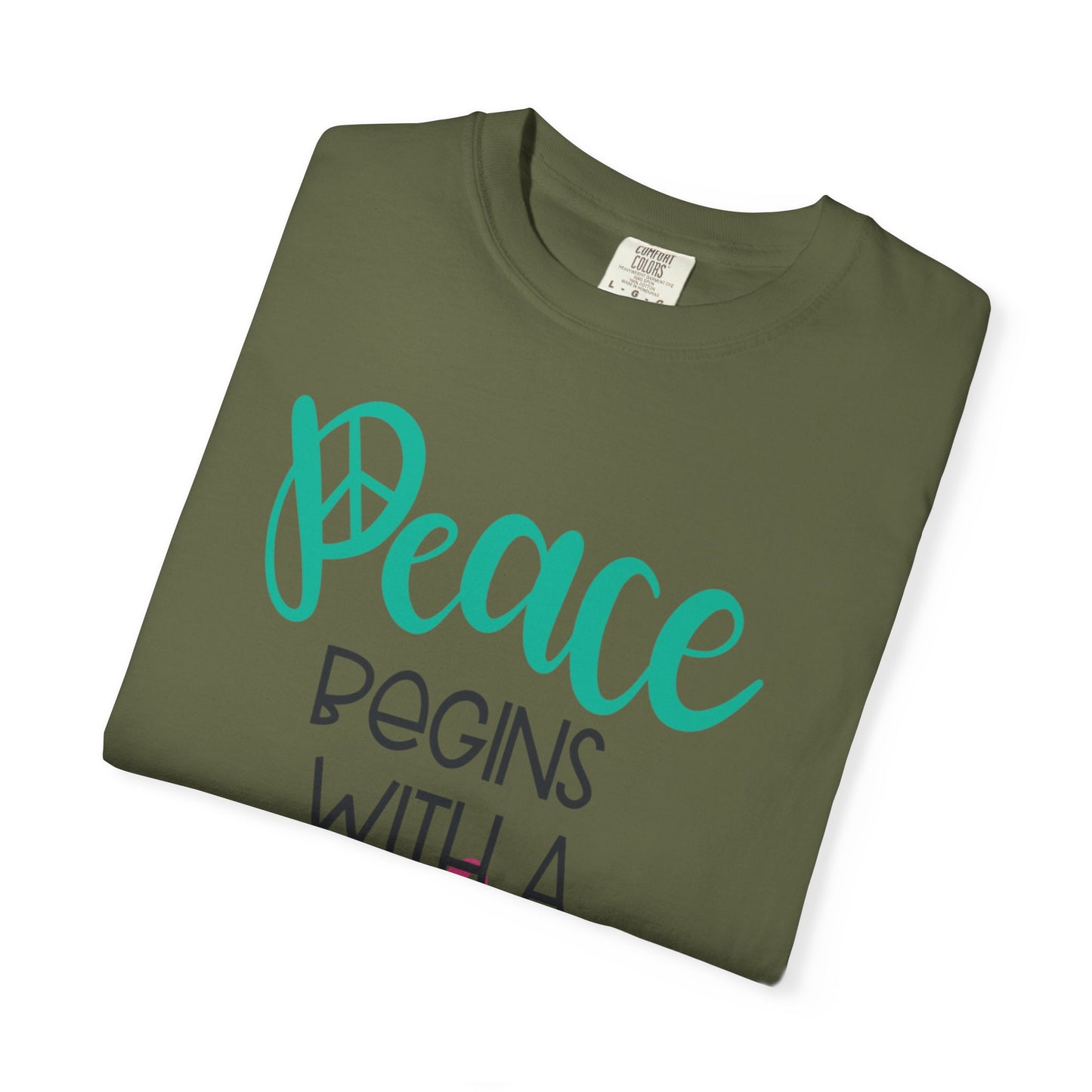 Peace Begins With A Smile Kindness Heartfelt Compliments Tee Thoughtful Gestures Love-Inspiration Unisex Heavy Cotton T-Shirt