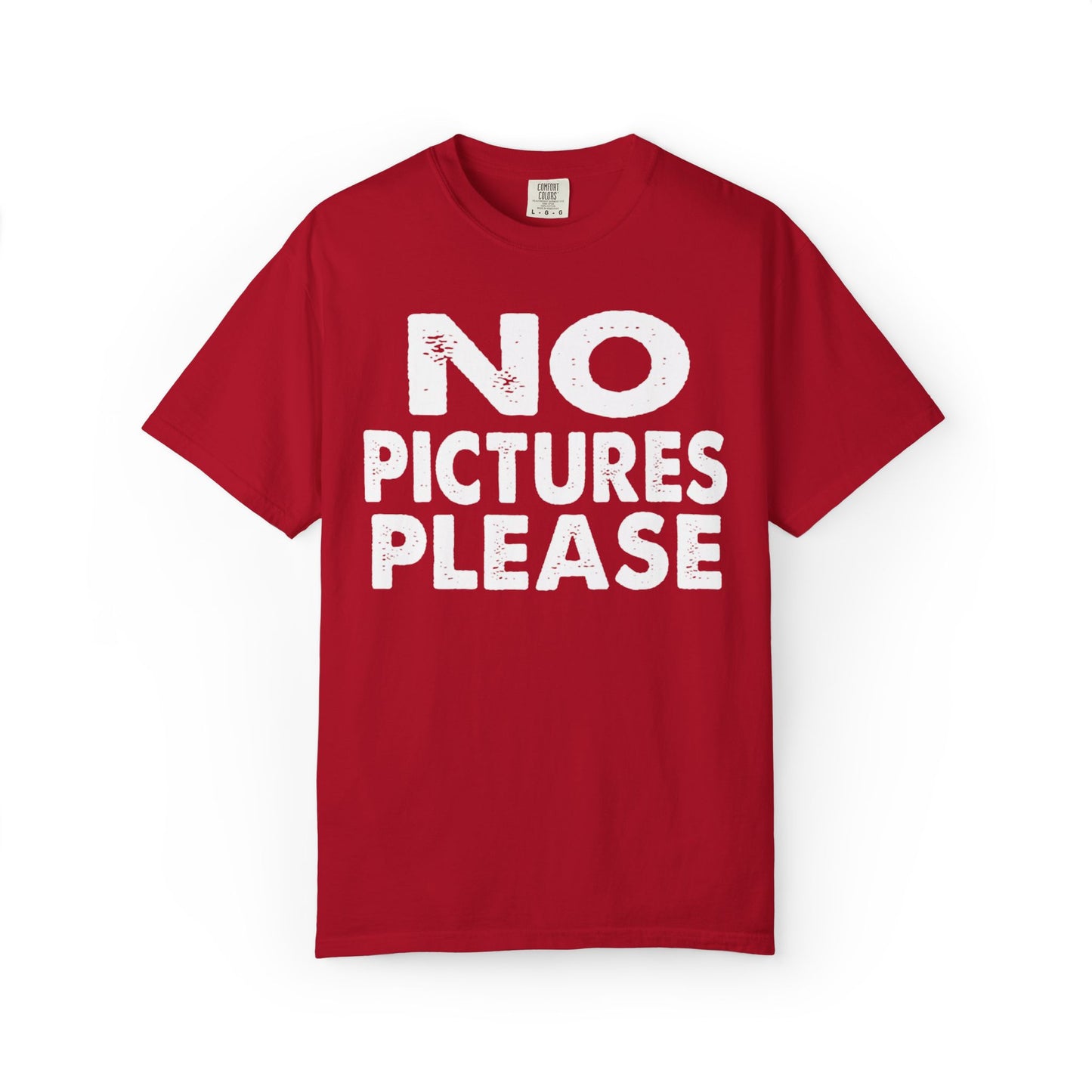 No Picture Please Photogenic Tee No Flash Camera-Shy Personal Space Unisex Heavy Cotton T-Shirt