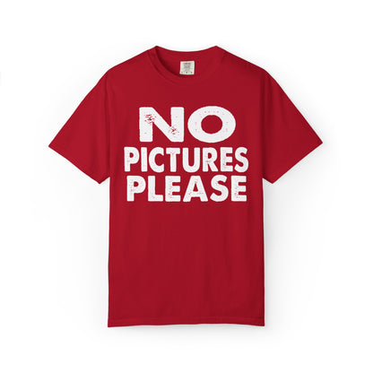 No Picture Please Photogenic Tee No Flash Camera-Shy Personal Space Unisex Heavy Cotton T-Shirt