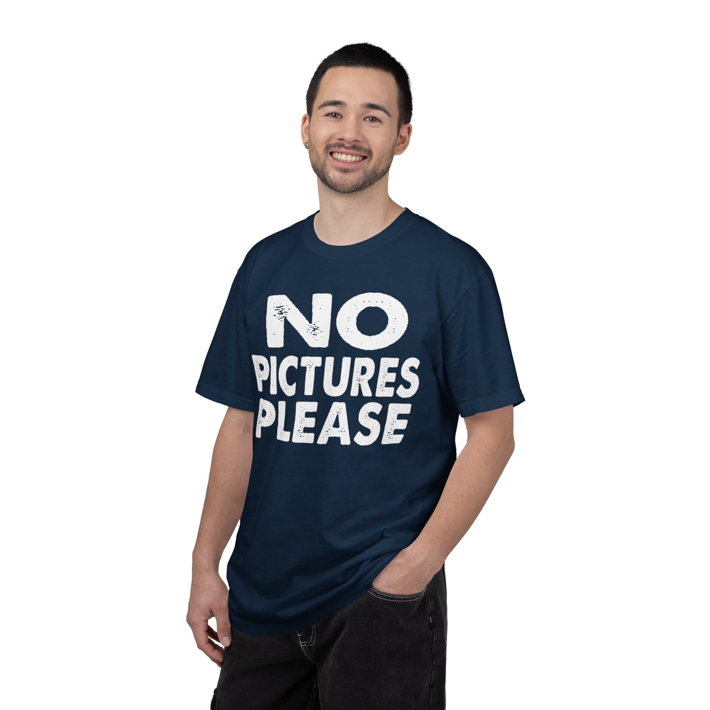 No Picture Please Photogenic Tee No Flash Camera-Shy Personal Space Unisex Heavy Cotton T-Shirt