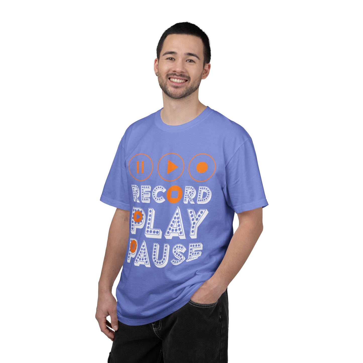Thrilling Record Play Pause Playback Actions Sound Management Audio Functions Unisex Heavy Cotton T-Shirt