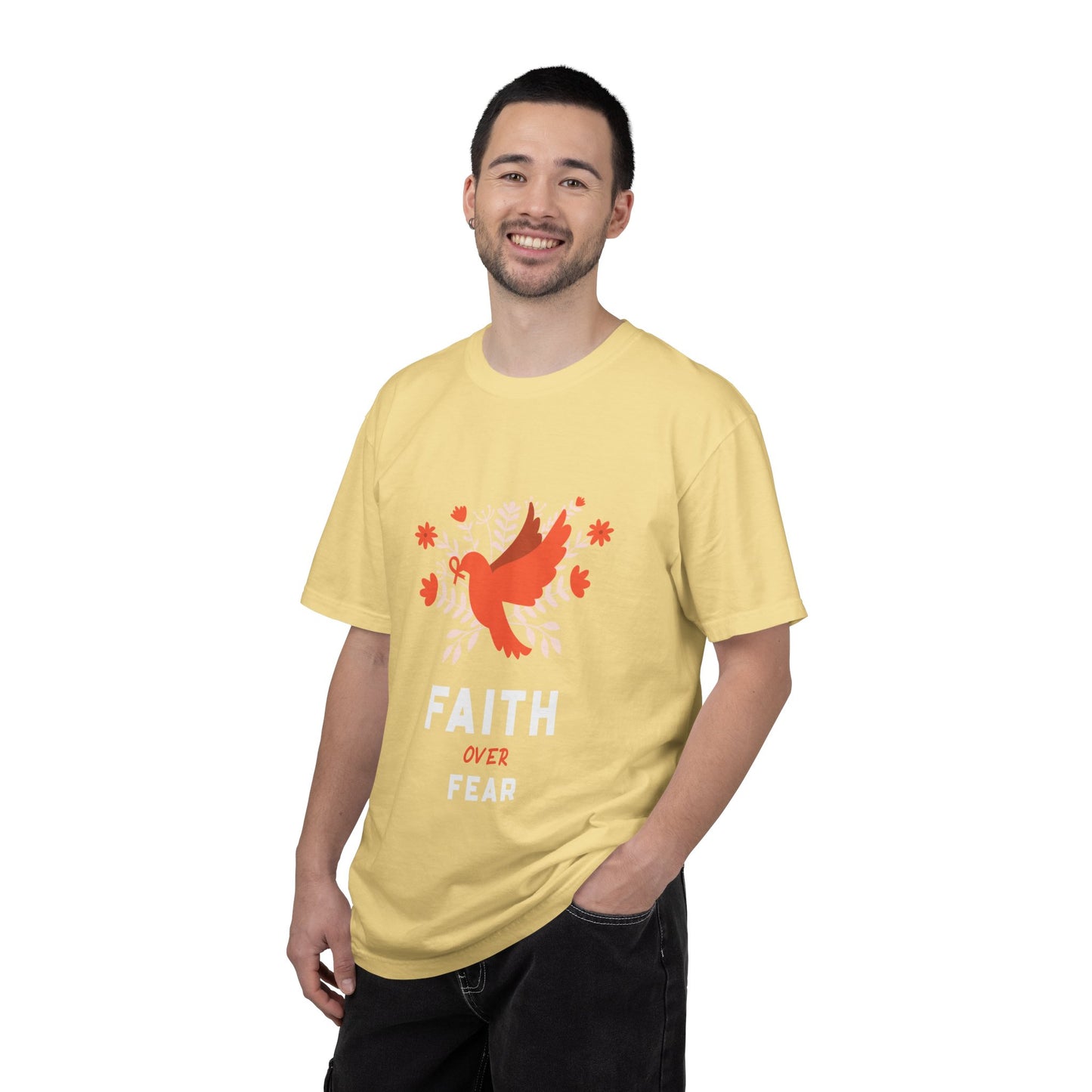 Faith Over Fear Stop Wishing Start Doing Action Goal Setting Modern Tee Achievement Self-Improvement Unisex Heavy Cotton T-Shirt