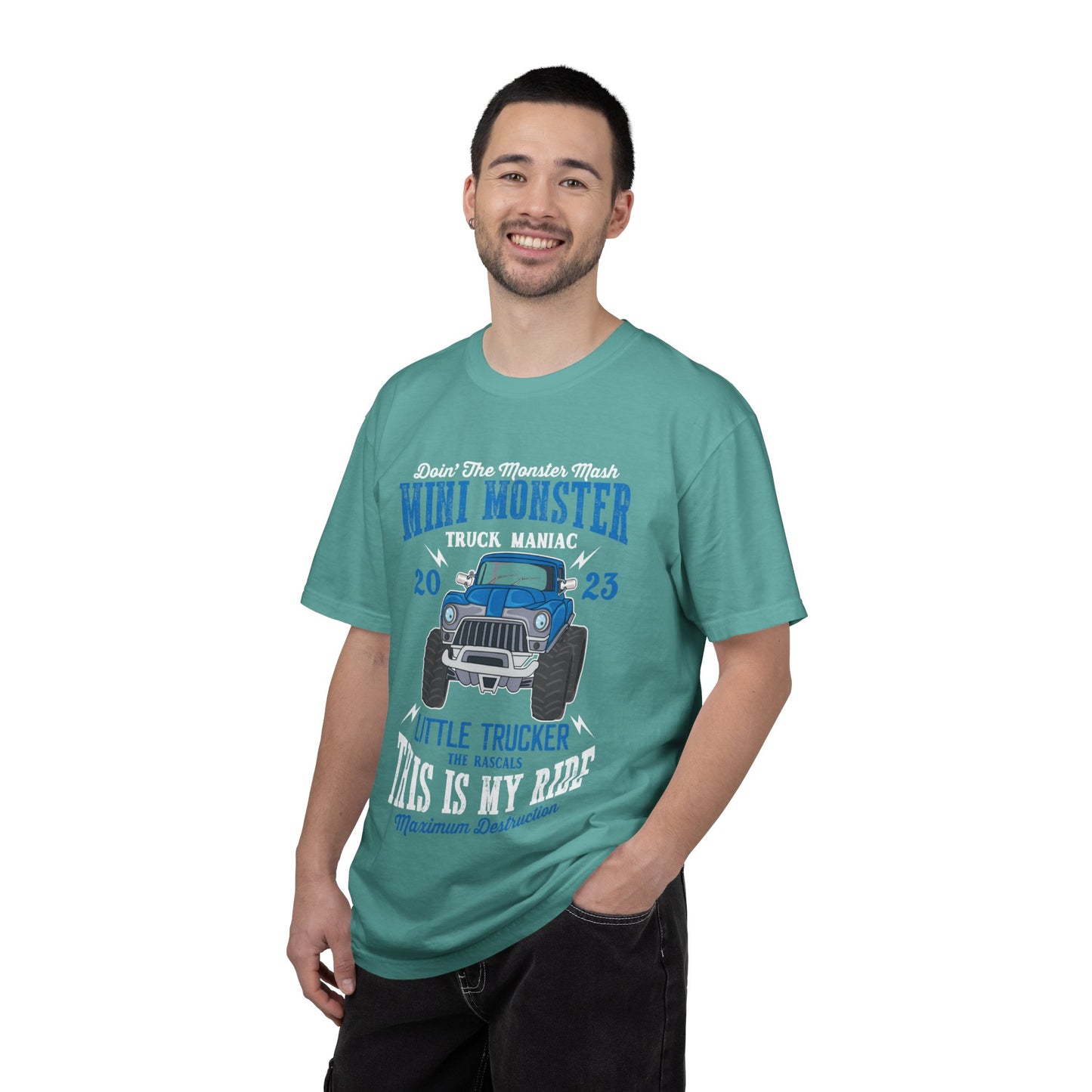 Funny Mini Monster Truck Manic Speed Truck Power Sarcastic Extreme Adventure Four-Wheel Drive Unisex Heavy Cotton T-Shirt