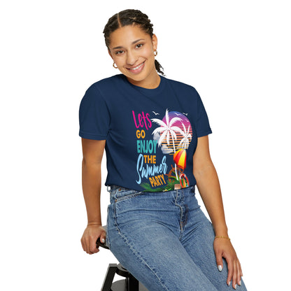 Exciting Lets Go Enjoy The Summer Party Summer Adventure Camp Beach Days Ice Cream Road Trips Unisex Heavy Cotton T-Shirt