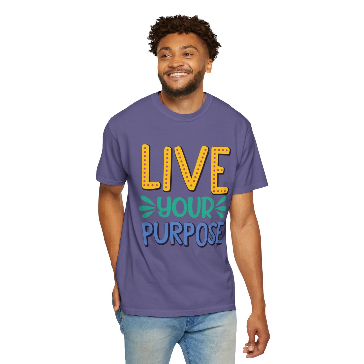 Live Your Purpose Inspirational Tee Stay Focused Positive Message Set Your Goal Empowering Personal Growth Unisex Heavy Cotton T-Shirt
