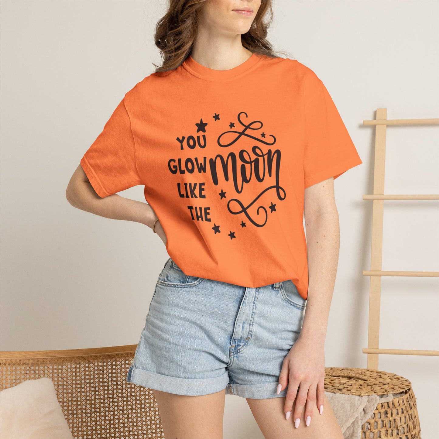 You Glow Like The Moon Inner Beauty Fashion Tee Body Positivity Wellness Forever Young Healthy lifestyle Unisex Heavy Cotton T-Shirt