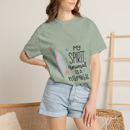 My Spirit Animal Is a Narwhal Unicorn Of The Sea Tusk Tee Inuit Culture Migration Unisex Heavy Cotton T-Shirt