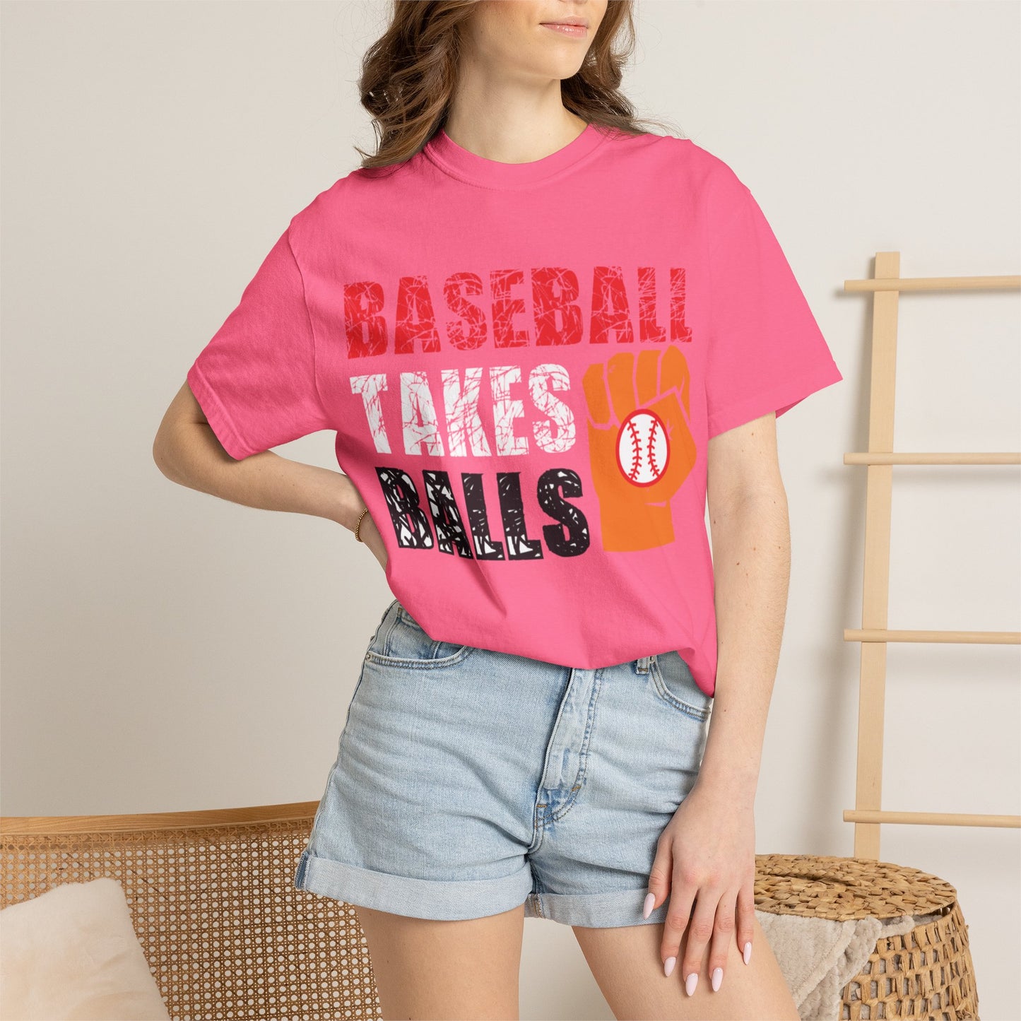 Baseball Takes Ball Defensive Prowess Tee Fielding Excellence Outfield Expertise Unisex Heavy Cotton T-Shirt