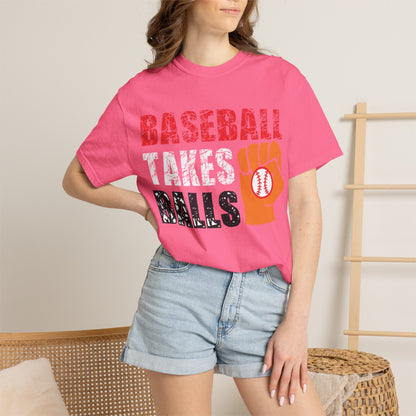 Baseball Takes Ball Defensive Prowess Tee Fielding Excellence Outfield Expertise Unisex Heavy Cotton T-Shirt