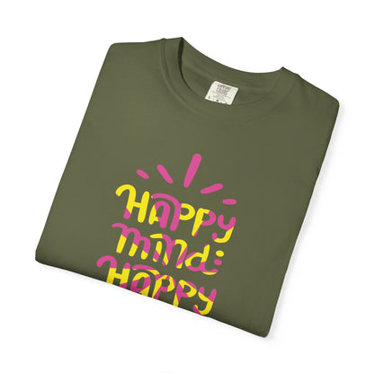 Happy Mind Happy Life Love Hope Worship Eternity Tee Peaceful Living Religious Beliefs Unisex Heavy Cotton T-Shirt