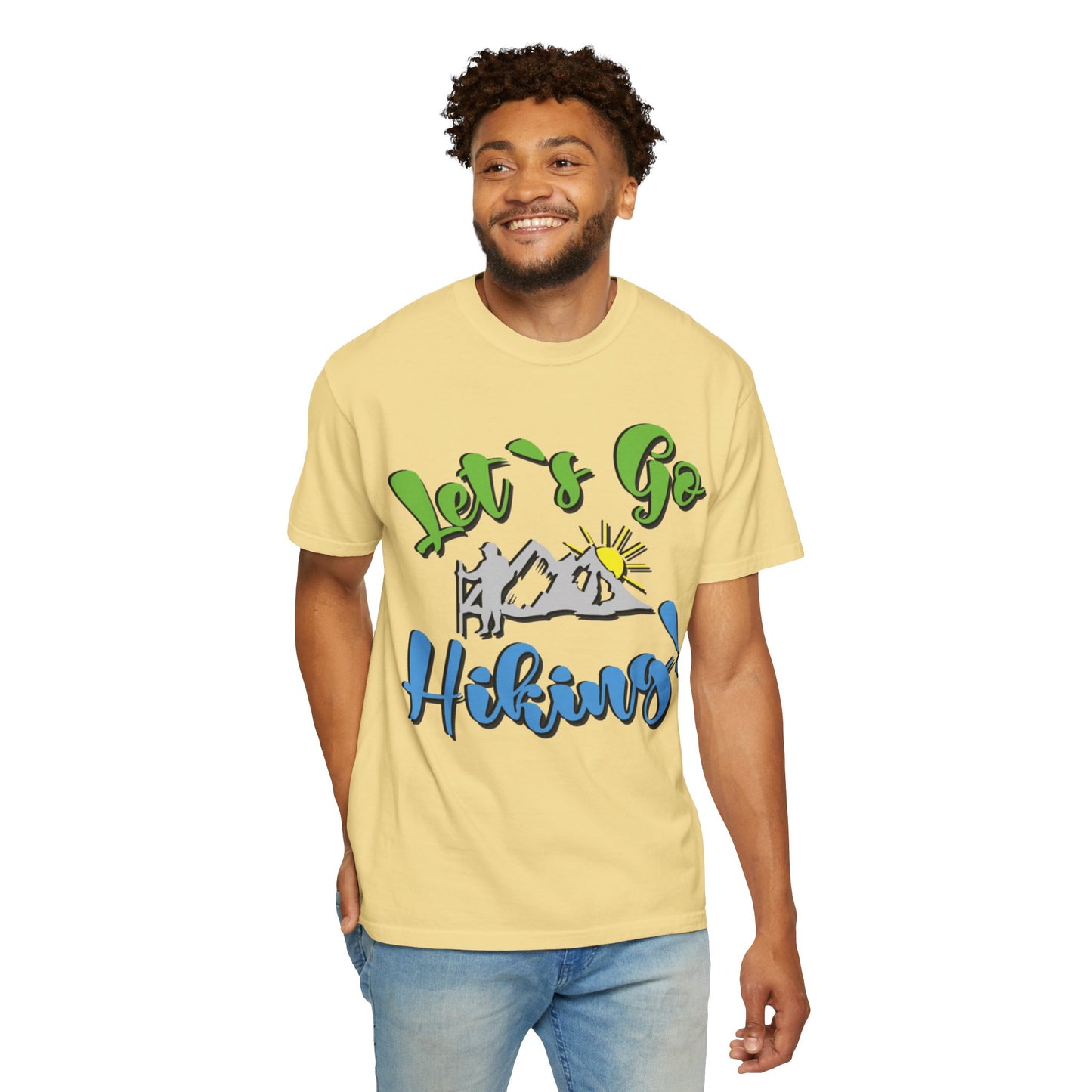 Let’s Go Hiking! Trendy Tee Adventure Mountain Hut Fun Activities Unisex Heavy Cotton T-Shirt