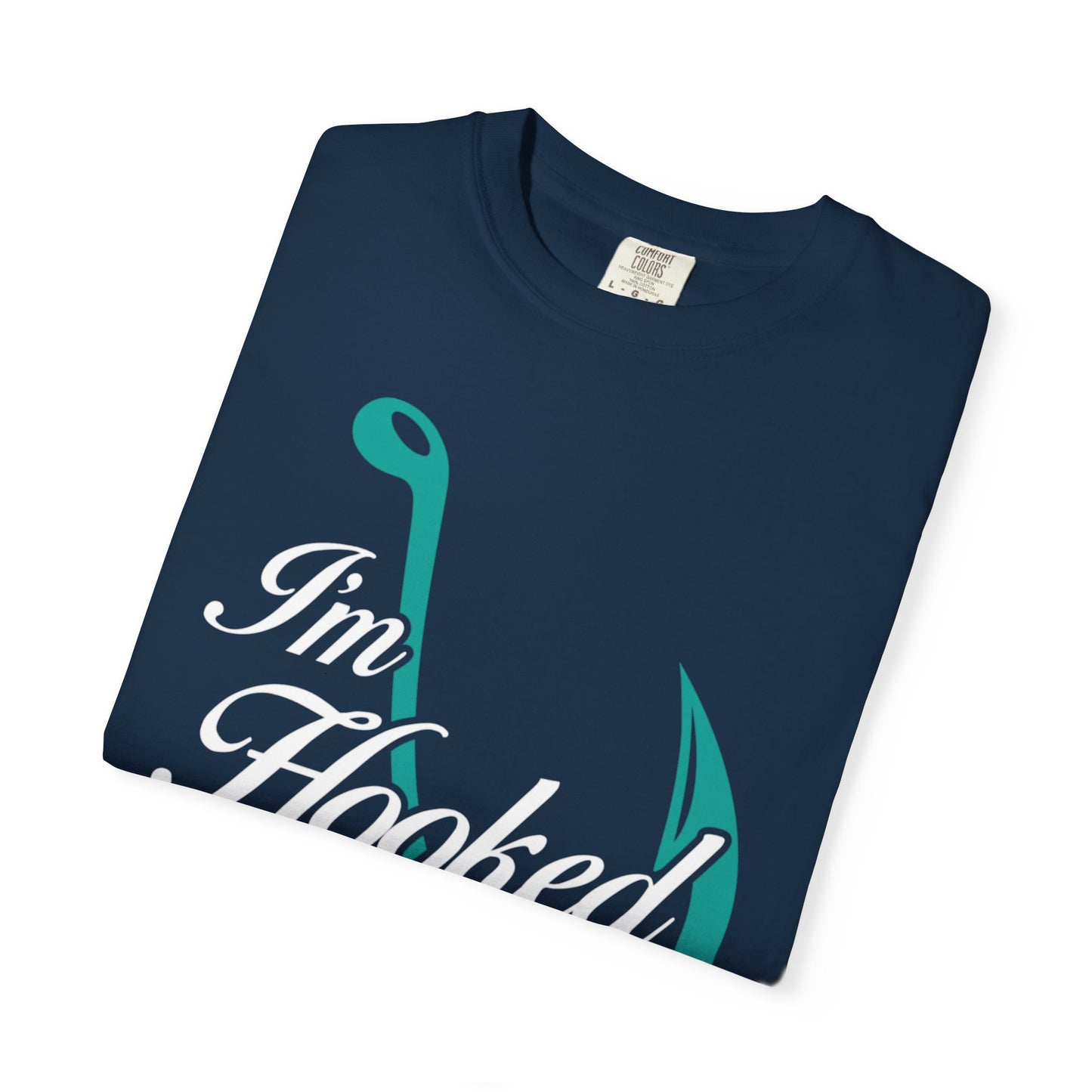 Funny I’m Hooked Rod and Reel Tackle Box Catch Of The Day Sarcastic Fishing Adventure Unisex Heavy Cotton T-Shirt