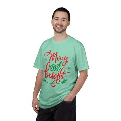 Cheerful Merry & Bright Joyful Christmas Time Christmas Lights Merry Christmas Jesus Birth Unisex Heavy Cotton T-Shirt
