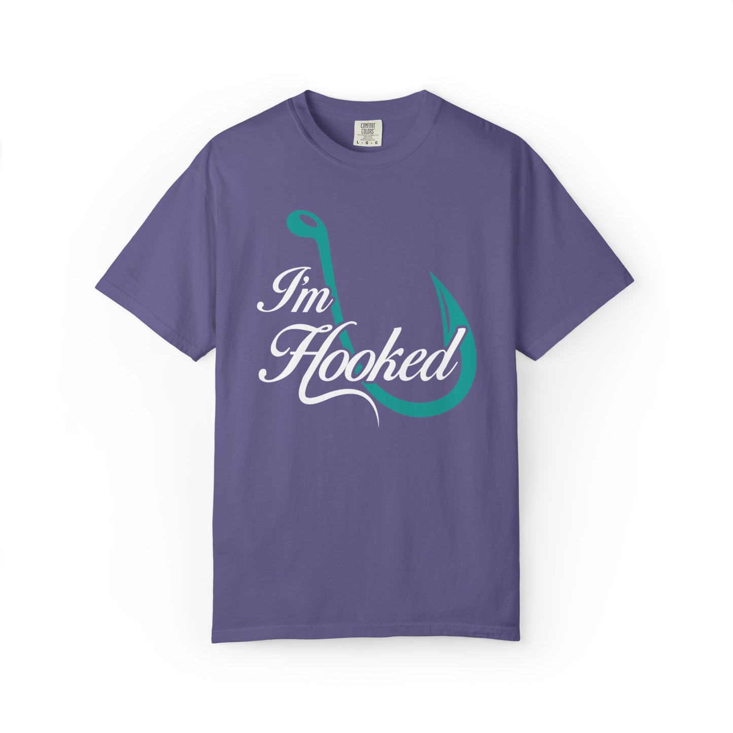 Funny I’m Hooked Rod and Reel Tackle Box Catch Of The Day Sarcastic Fishing Adventure Unisex Heavy Cotton T-Shirt