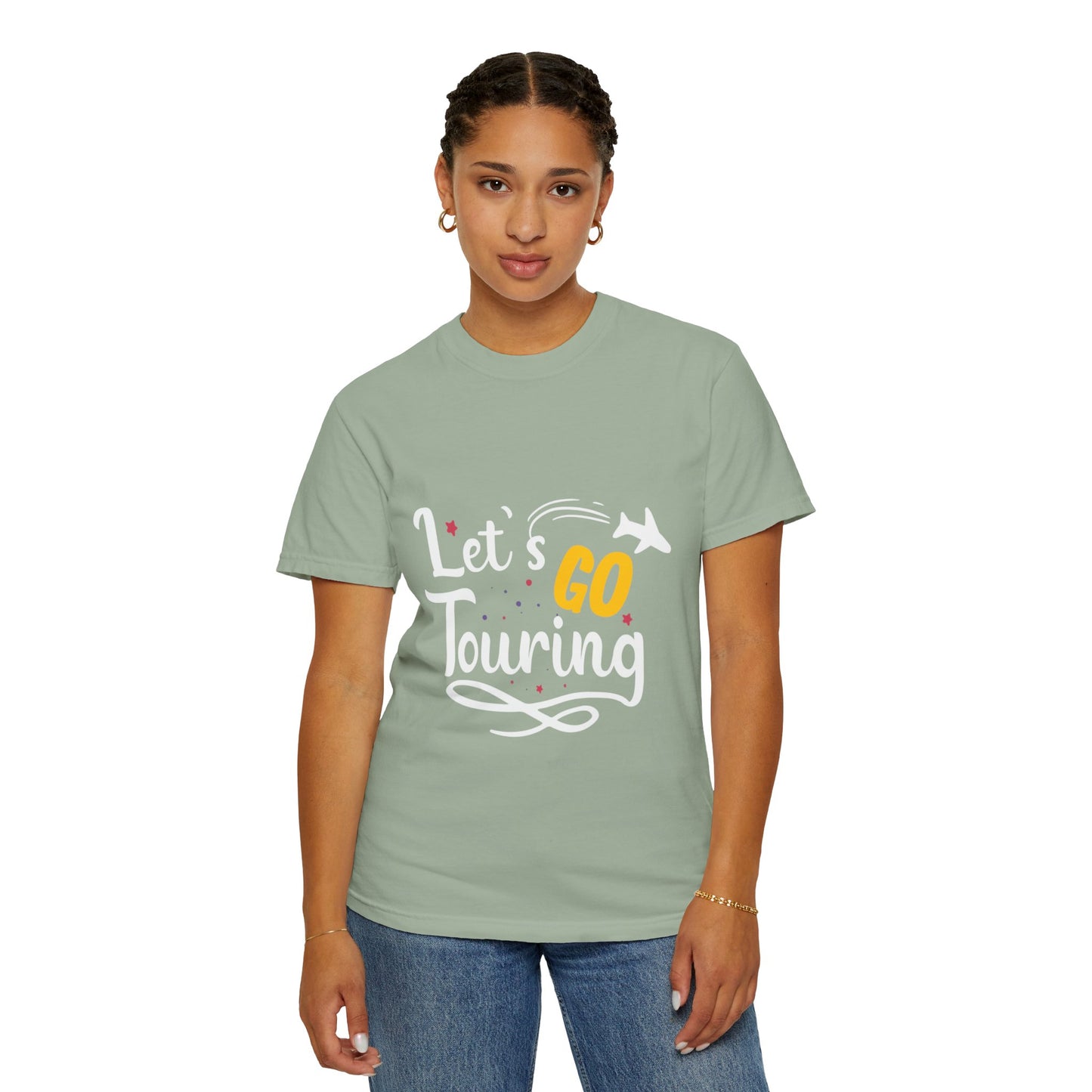 Let’s Go Touring Trendy Tee Travel Addict Exploring Adventurous Tour Lover Tourist Journey Unisex Heavy Cotton T-Shirt