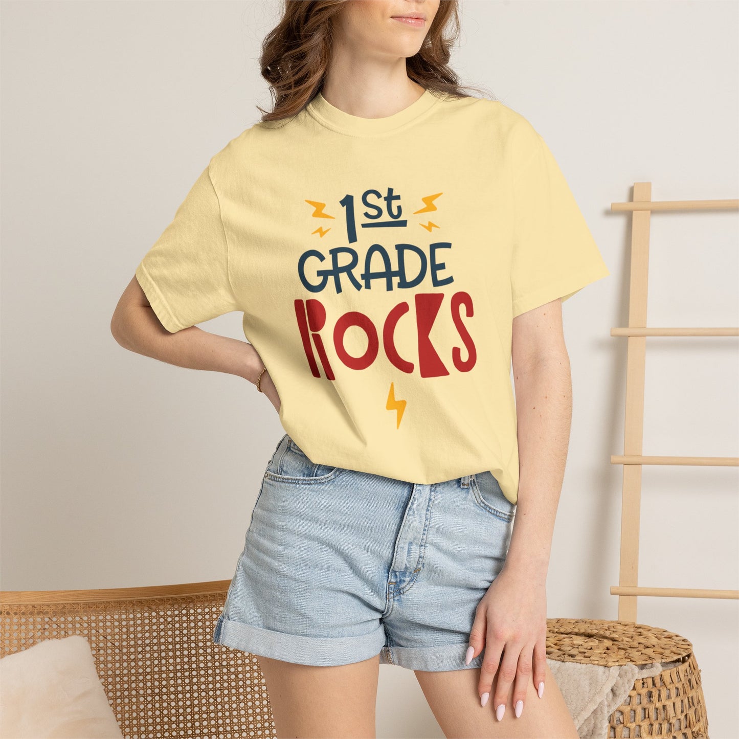 Funny 1st Grade Romeo Learning Legend Super Scholar Junior Geniuses Science Star Student’s Day Unisex Heavy Cotton T-Shirt