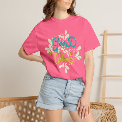 Good Vibes Motivational Tee Let Go Of Negativity Focus On Solutions Growth Mindset Unisex Heavy Cotton T-Shirt