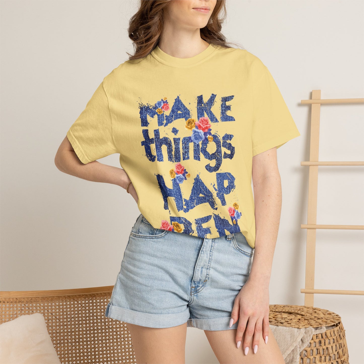 Make Things Happen Positivity Optimism Trendy Tee Mindset Gratitude Empathy Support Courage Unisex Heavy Cotton T-Shirt
