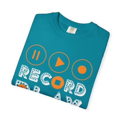 Thrilling Record Play Pause Playback Actions Sound Management Audio Functions Unisex Heavy Cotton T-Shirt