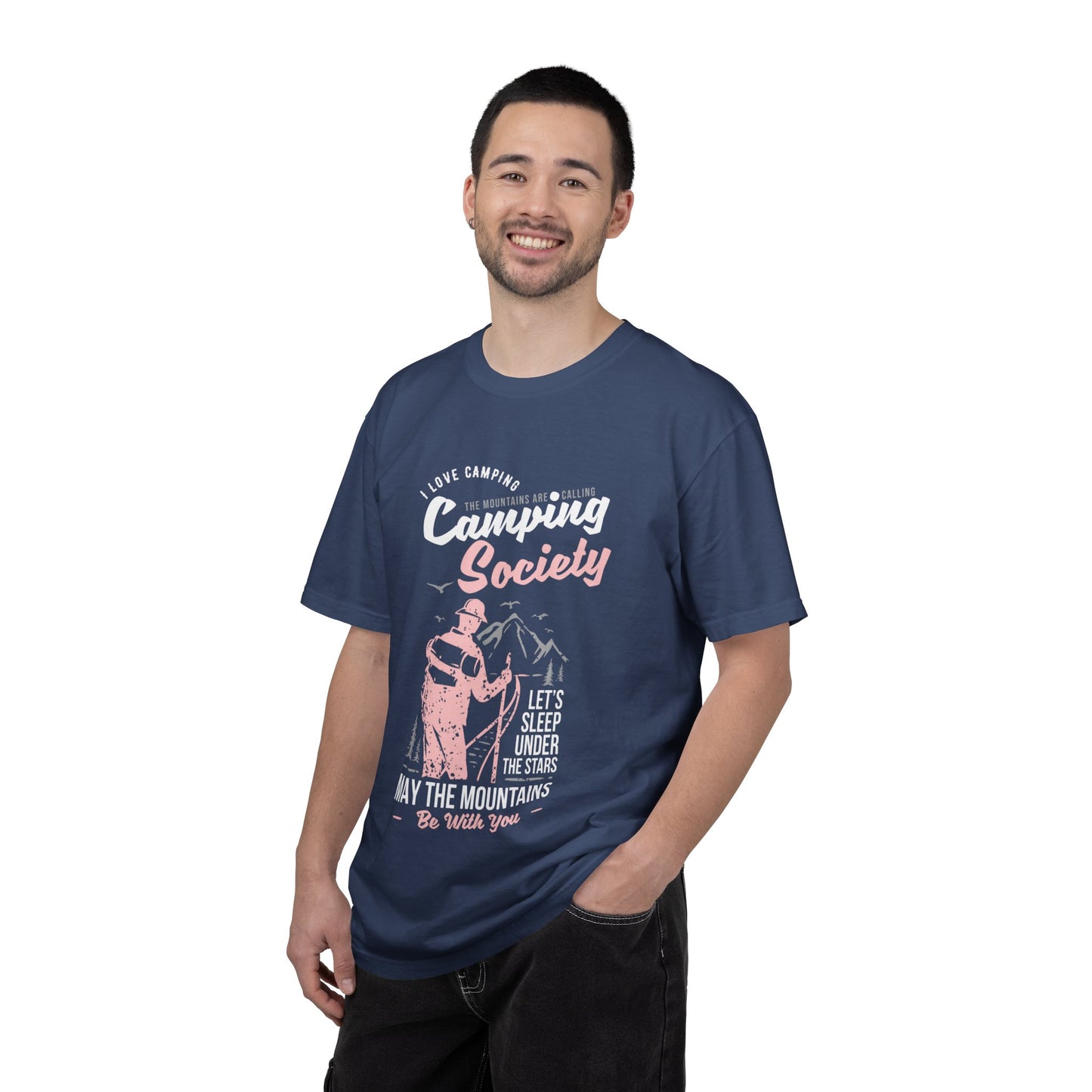 Funny Camping Society I Love Camping Enthusiastic Traveler Sarcastic Adventure Birds In The Mountains Unisex Heavy Cotton T-Shirt