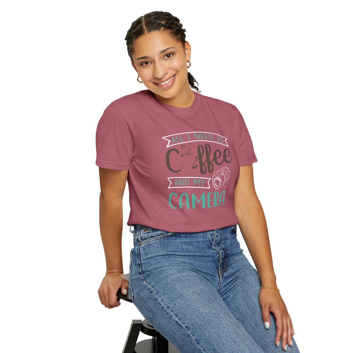 Funny All I Need Is Coffee And My Camera Coffee lover Sarcastic Photography Passion Coffee Clicker Unisex Heavy Cotton T-Shirt