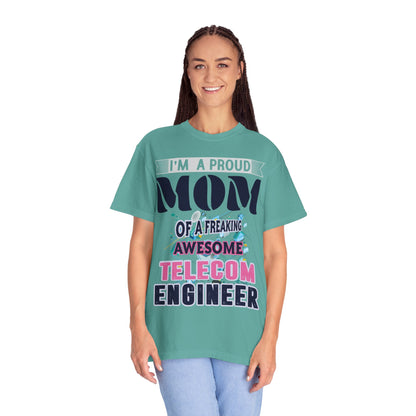 Proud Mom Telecom Engineer Mobile Technology Signal Processing Digital Communication Radio Frequencies Unisex Heavy Cotton T-Shirt