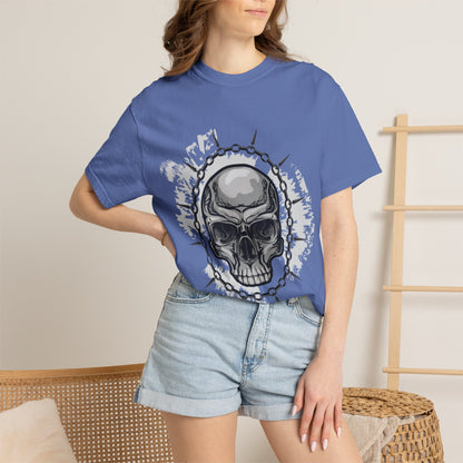 Chain Skull Cranium Head Anatomy Bones Trend Tee Horror Creepy Head X-ray Unisex Heavy Cotton T-Shirt